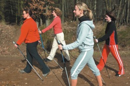 Bild - Gruppe mit Trainer beim Nordic-Walking-Grundkurs